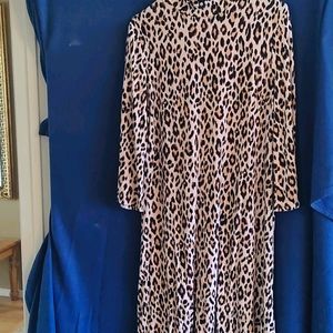Chicos leopard print midi dress with 3/4 sleeves